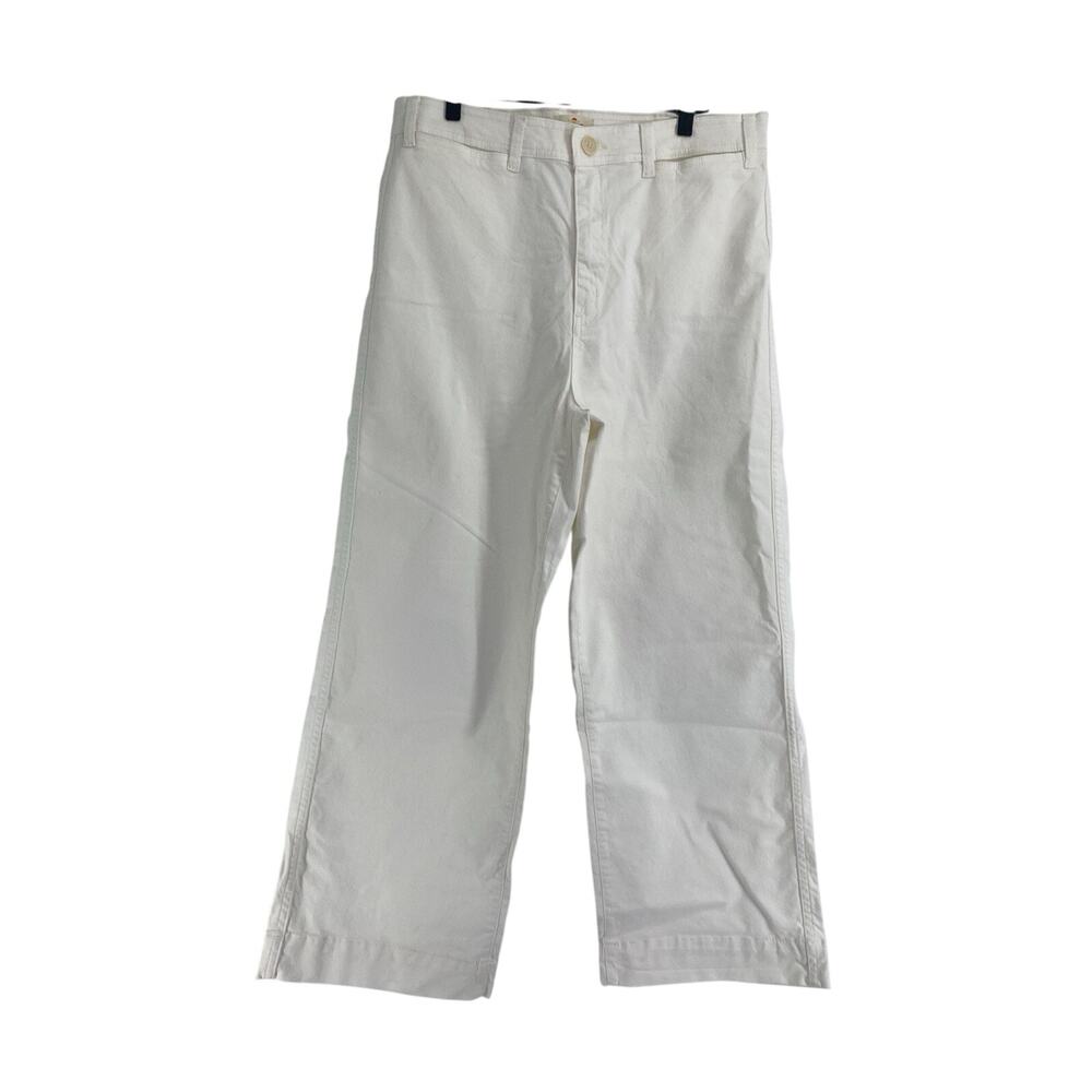 Marine Layer Bridget Slim Wide Leg Crop White Ivory Pants Sz 12 NWT $128